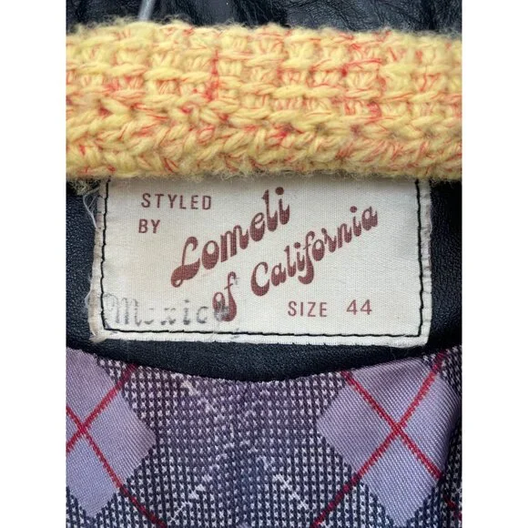 Vintage 1970s Lomeli Of California Leather Jacket Belted Size 42 Mens Black - Picture 5 of 16